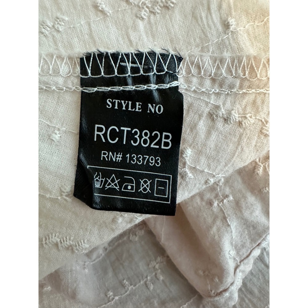 POL Boho Lace Up Peasant Blouse Pink Ombre Textured Small Cottagecore Festival - Picture 8 of 8